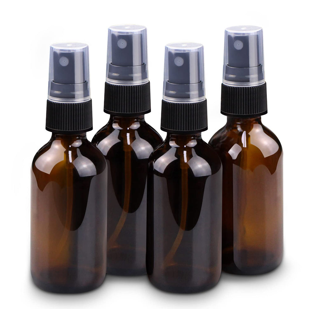 Wedama amber glass spray bottles 4-pack for travel-friendly skincare and more.