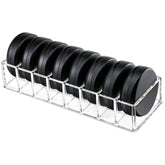Weiai clear acrylic compact organizer on vanity for quick, organized access to powders.