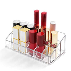 Weiai lipstick holder front view with 18 slots for easy lip product access.