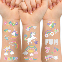 Weipbwor unicorn tattoo set with large designs for kids' parties