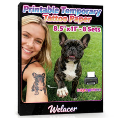 Welacer papel tatuajes temporales, impresión en tinta para casa, 8 hojas
