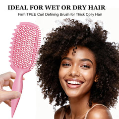 Weldilgit Curl Brush one-piece TPEE detangling on tangled hair