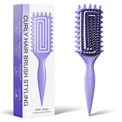 Weldilgit Curly Hair Brush close-up with soft boar bristles for gentle detangling and curl definition.