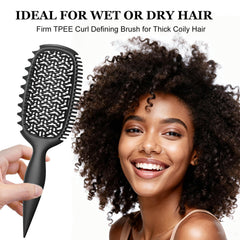 Weldilgit detangling brush one-piece TPEE reduces pulling on coarse hair.