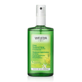 Desodorante Weleda Citrus en botella de vidrio para uso diario y fresco.