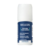 Weleda Men's 24H Roll-On Deodorant bottle offers long-lasting odor protection.