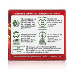 Weleda Plumping Day Cream ingredients close-up signals natural skin support.