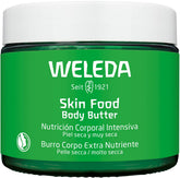 Weleda Skin Food manteca corporal en envase plástico, hidratación profunda para piel seca.