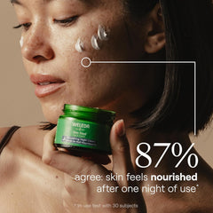 Applying Weleda Skin Food Night Cream during a nighttime skincare routine