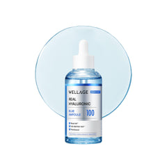 Wellage Real Hyaluronic Blue Ampoule 100 bottle delivering deep hydration for all-day moisture