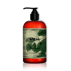 WEN Tea Tree Cleansing Conditioner bottle front shows all-in-one hair care formula.