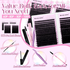 Wendy Lashes 80D clusters kit for fluffy, everyday lashes