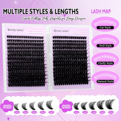 Wendy Lashes wispy curvature clusters for a soft, flattering eye lift.
