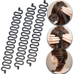 Wendy Mall 3-piece braiding tool set in black used to create a quick bun.