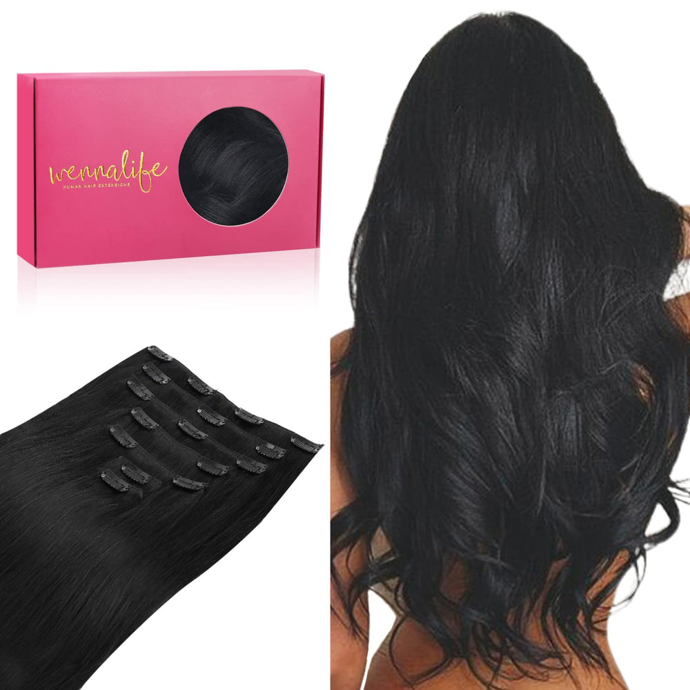 Wennalife jet-black remy hair wefts blend naturally for added length and shine.
