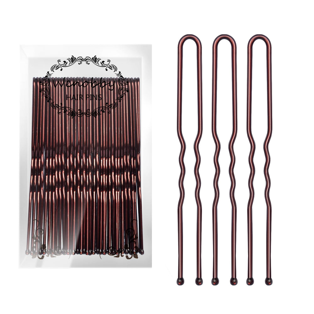 Wenobby U-shaped heavy-duty hair pins for buns keep hair secure during styling.