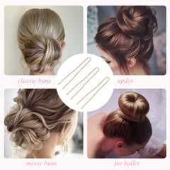 Wenobby gold U pins showing smooth ball tips for scalp comfort