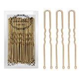 Wenobby U shaped gold hair pins securing a bun with strong grip for thick hair