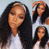 WENYAN deep wave 16 inch headband wig for daily wear with natural movement