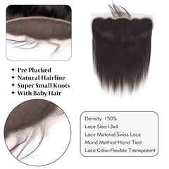 WENYAN natural-color 14-inch lace frontal for easy, natural styling.