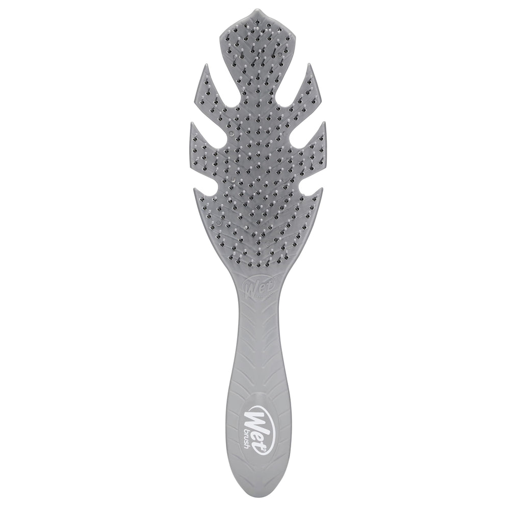 Wet Brush Go Green Detangler front view, grey brush for gentle detangling.