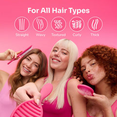 Wet Brush Mini Detangler bristles flexing to glide through knots softly.