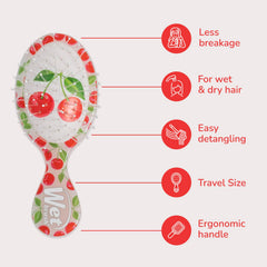 Wet Brush Mini Detangler on dry hair untangles without snagging.