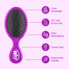 Wet Brush Mini Detangler on wet hair reducing snags during styling