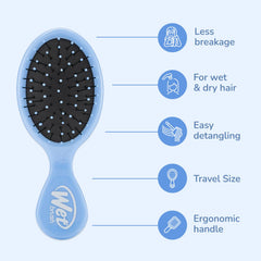 Travel-sized Wet Brush Mini Detangler Sky packaging for on-the-go use
