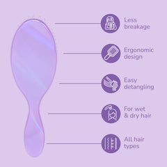 IntelliFlex bristles glide through tangles with 55 percent less breakage on Wet Brush.