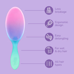 Wet Brush Original Detangler on wet hair showing smooth, gentle glide.