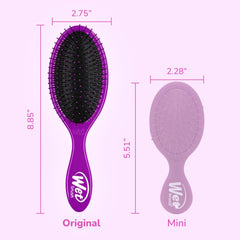 Wet Brush Original Detangler pink-purple on wet hair, gentle detangling