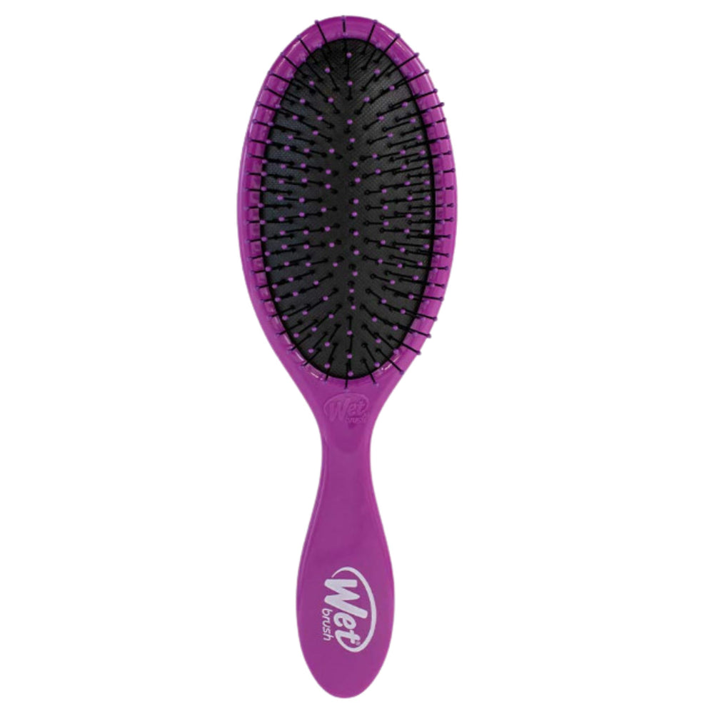 Wet Brush Original Detangler purple bottle shot shows easy detangling