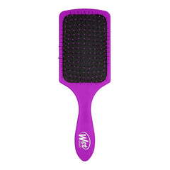 Wet Brush Paddle Detangler purple front view gliding through tangles for gentle detangling.