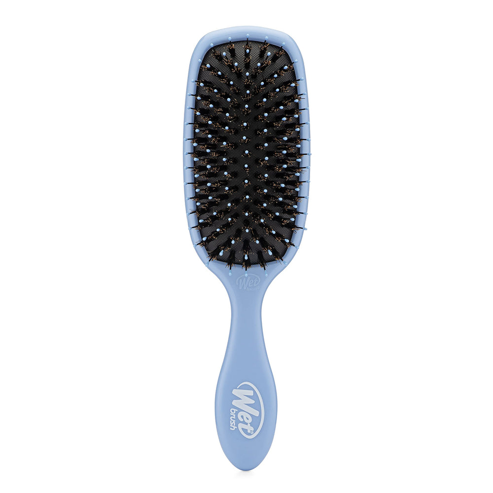 Wet Brush Shine Enhancer Sky bottle top, premium packaging for travel-ready shine
