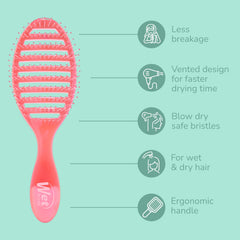 Wet Brush Speed Dry ergonomic handle offers comfortable styling sessions.