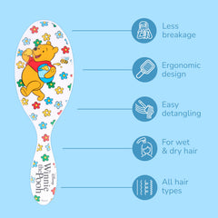 Wet Brush Winnie Pooh ergonomic handle aids comfortable styling sessions.