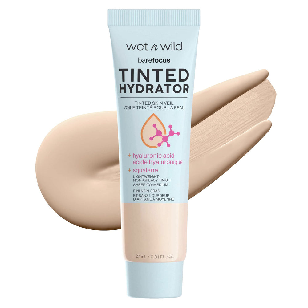wet n wild Bare Focus Tinted Hydrator bottle showing lightweight hydration for daily wear