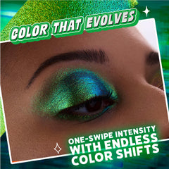 Meteor Muse on eyelids showcases reflective shimmer and buildable color