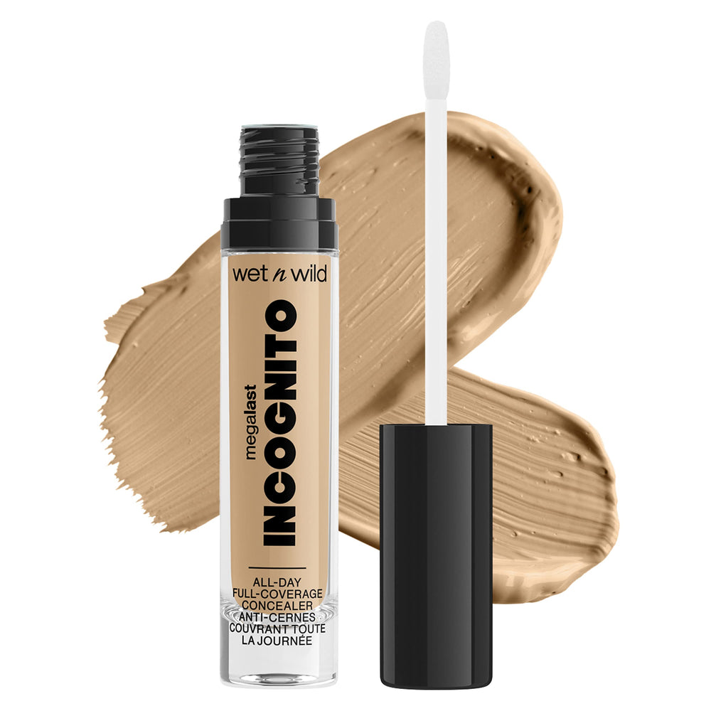wet n wild Mega Last Incognito concealer tube closeup for matte coverage.