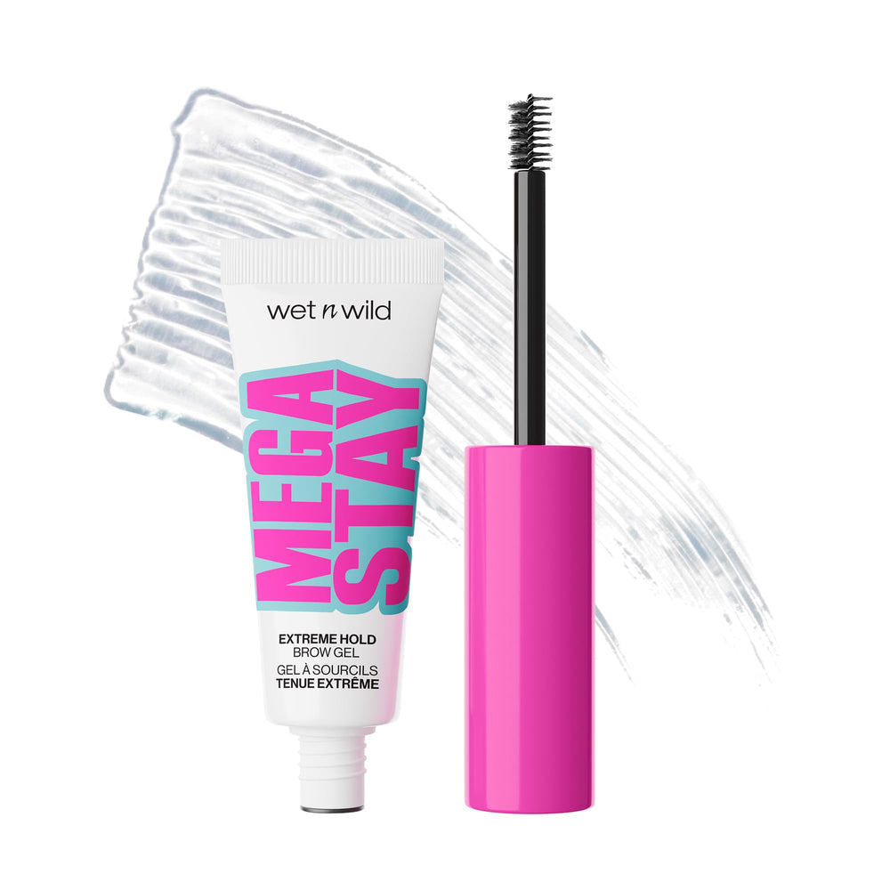 Wet n Wild Mega Stay Extreme Hold Brow Gel bottle close-up with clear formula for long-lasting hold