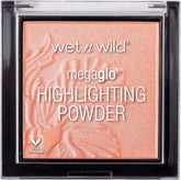 wet n wild MegaGlo highlighting powder compact closeup showing pink rose gold bloom glow