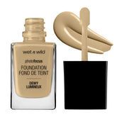 wet n wild Photo Focus Dewy Foundation Cream Beige bottle for radiant, natural finish