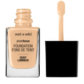 Wet n Wild Photo Focus Dewy Foundation bottle for a radiant, natural look.