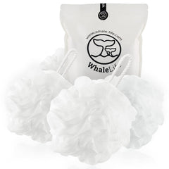 WhaleLife esponja de lufa para baño blanco, ideal para duchas con espuma abundante.