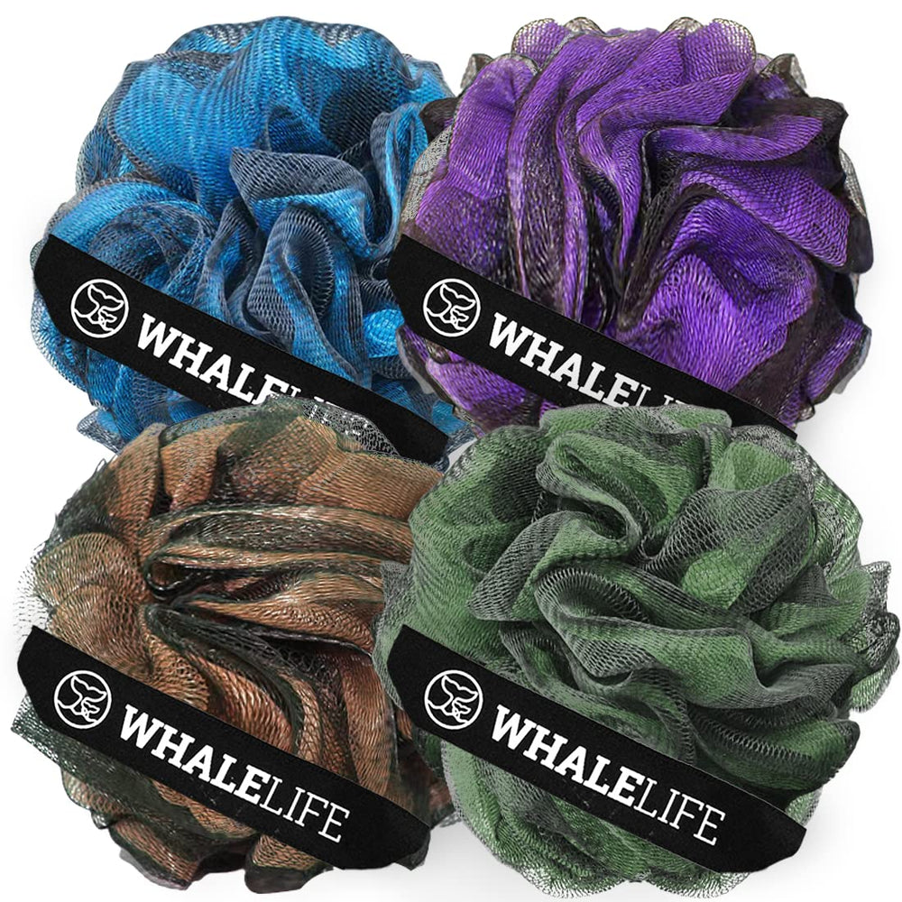 WhaleLife lufa de baño negro mate 4 piezas: exfoliación suave y piel limpia.