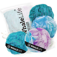 WhaleLife lufa-ducha azul, conjunto de 4, crea espuma rica para la higiene diaria