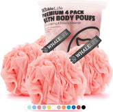 WhaleLife esponja lufa grande para ducha, rosa, facilita una limpieza suave.