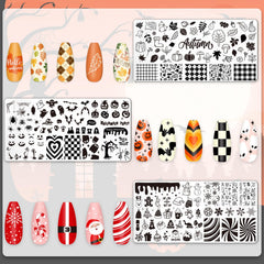 Whaline winter and fall stamping plates for seasonal nail art ideas