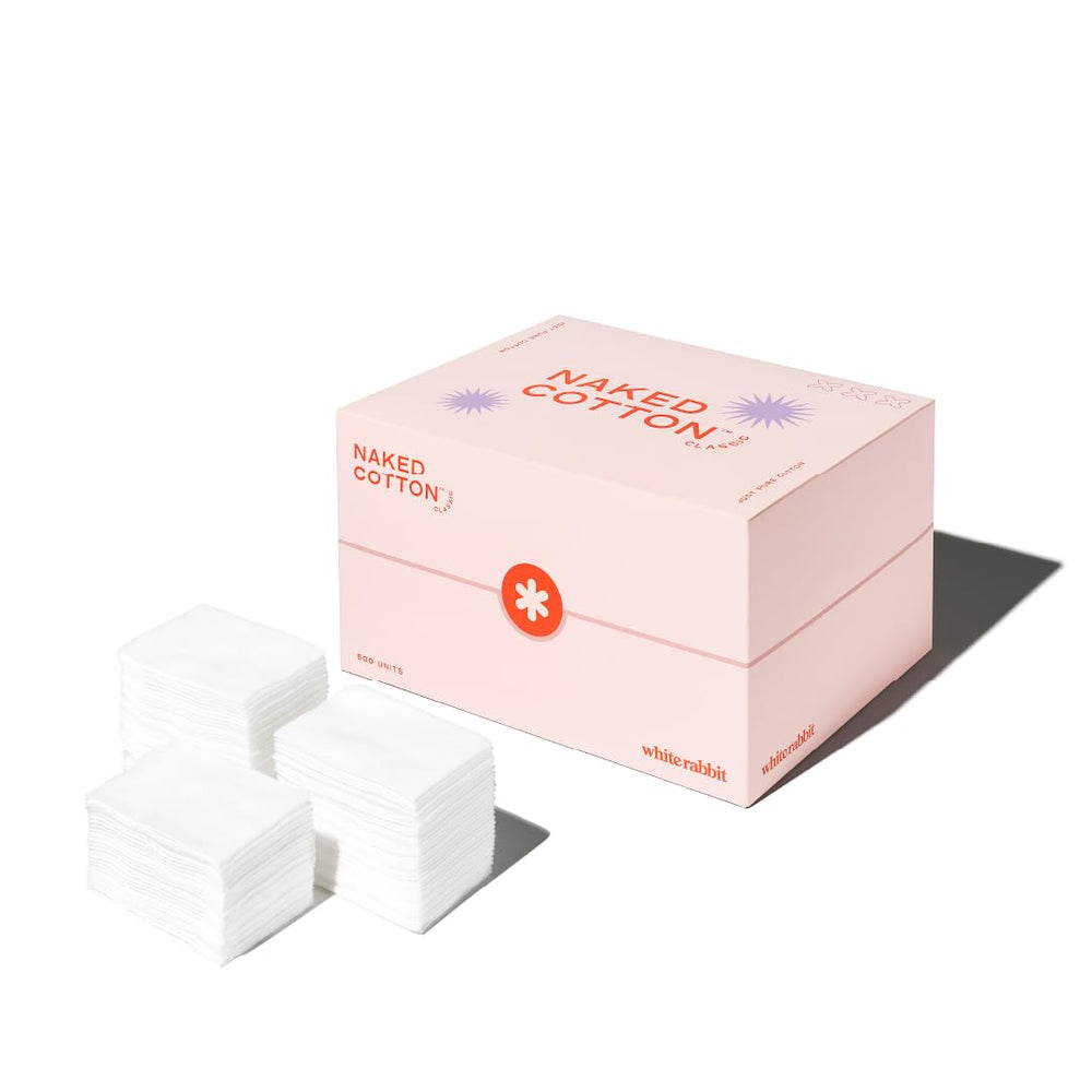 White Rabbit Naked Cotton Classic pads for 4x6 inch cleansing and toning.